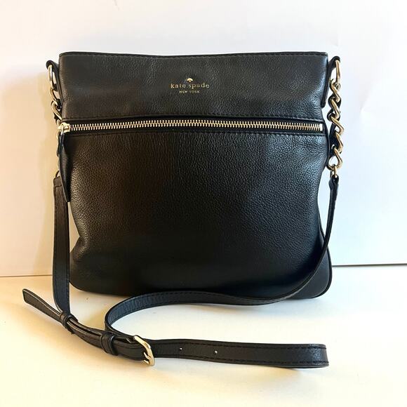 KATE SPADE Black Leather Crossbody Bag, EUC - Picture 1 of 10